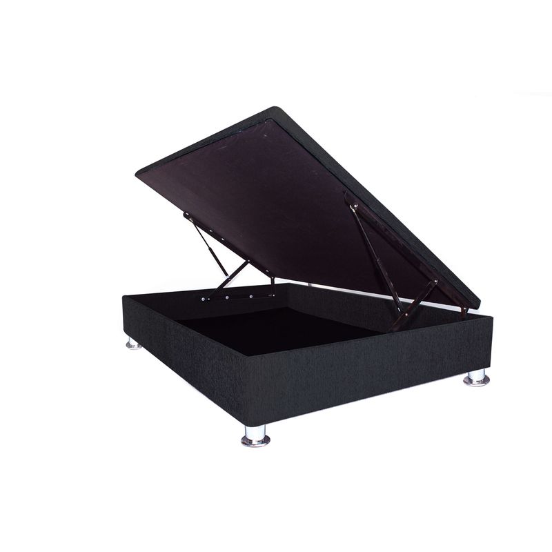 MUEBLES MACRUMO - Box Espacio Tarima reforzado 2 Plazas + Tela ALPHA  (Color Negro)