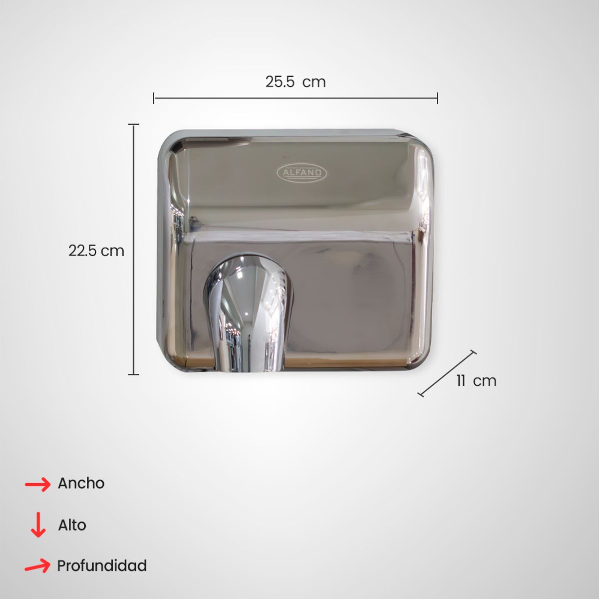 ALFANO - Secador de Manos Alfano  Acero Inoxidable Pulido  2300 W