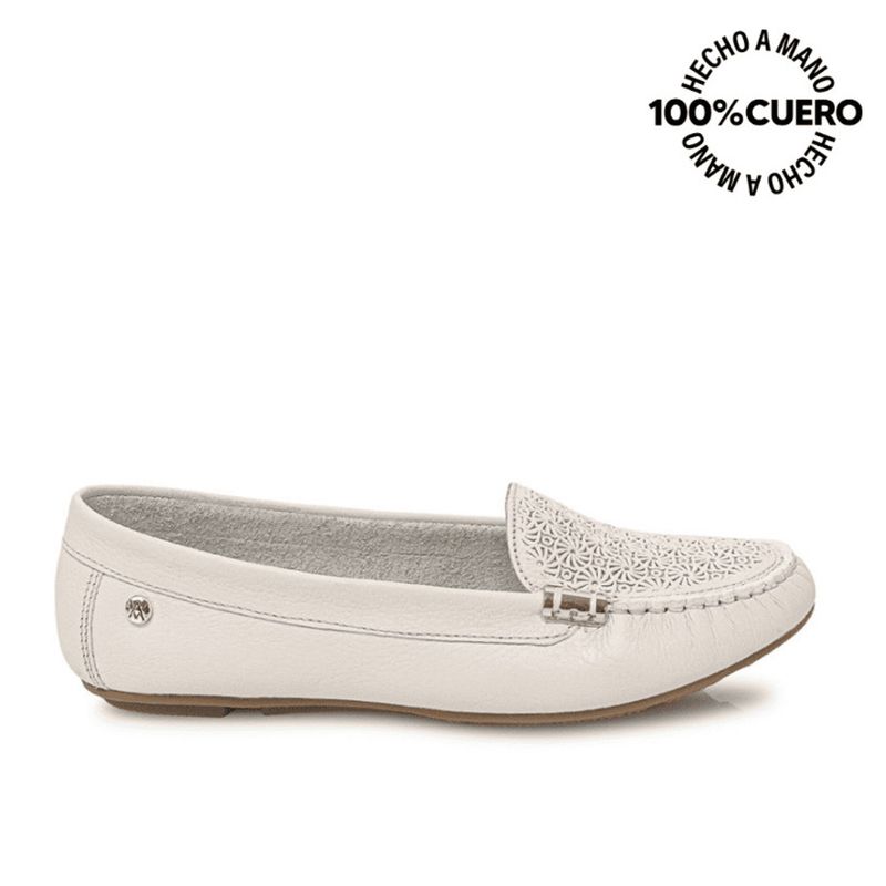 VIALE - Zapato Mocasín Casual CORE-2101 Blanco Sof Viale Cuero