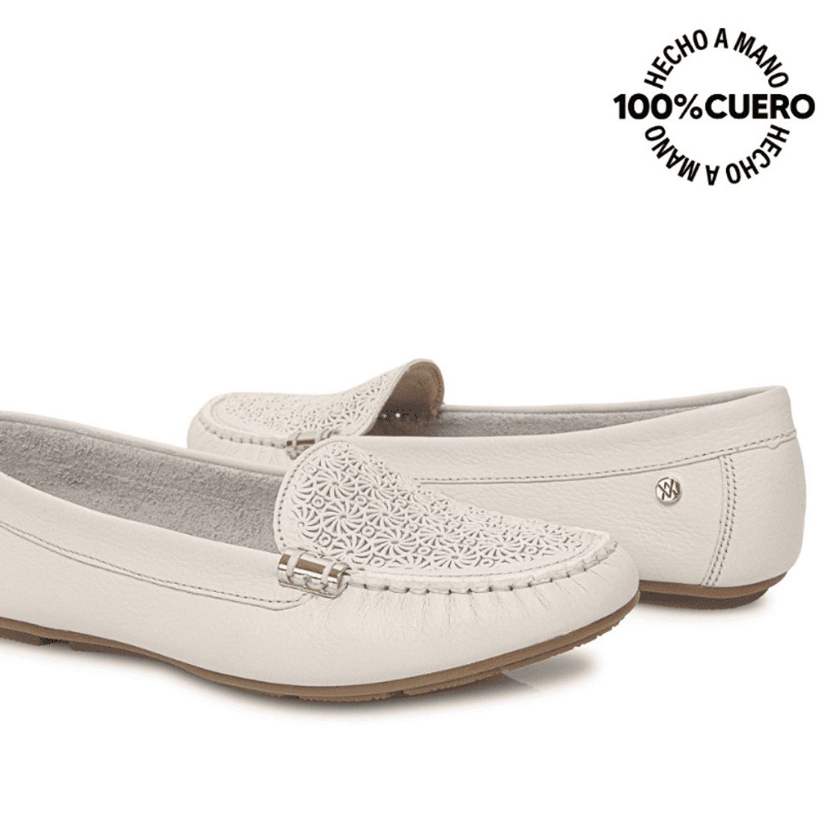 VIALE - Zapato Mocasín Casual CORE-2101 Blanco Sof Viale Cuero