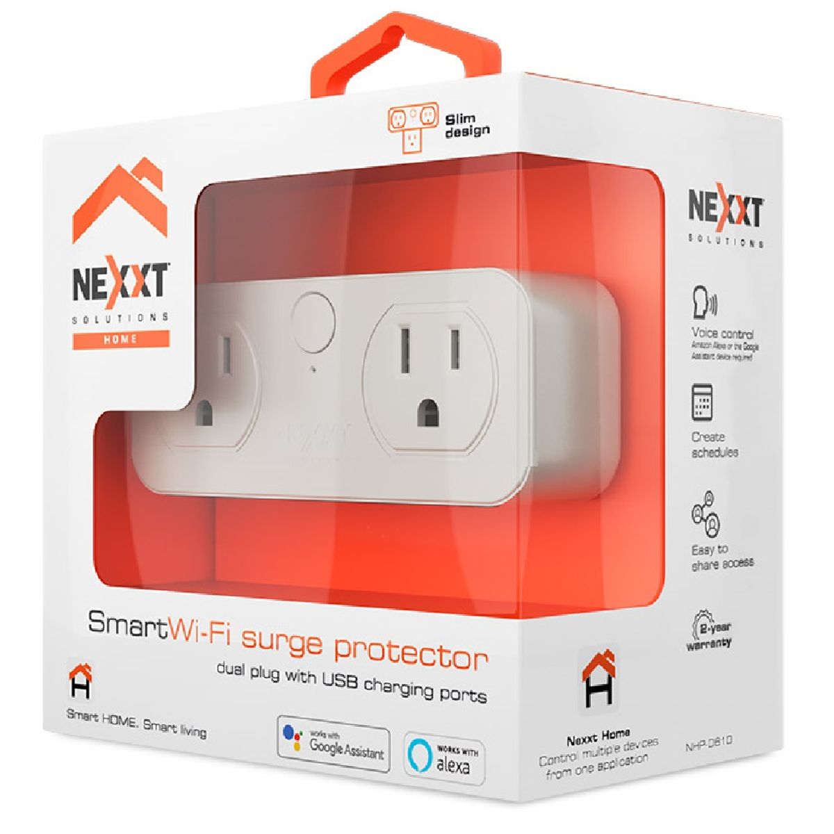 NEXXT SOLUTIONS - NEXXT NHP-D610 Enchufe Inteligente WIFI 2 Tomas 220V 2 USB Alexa