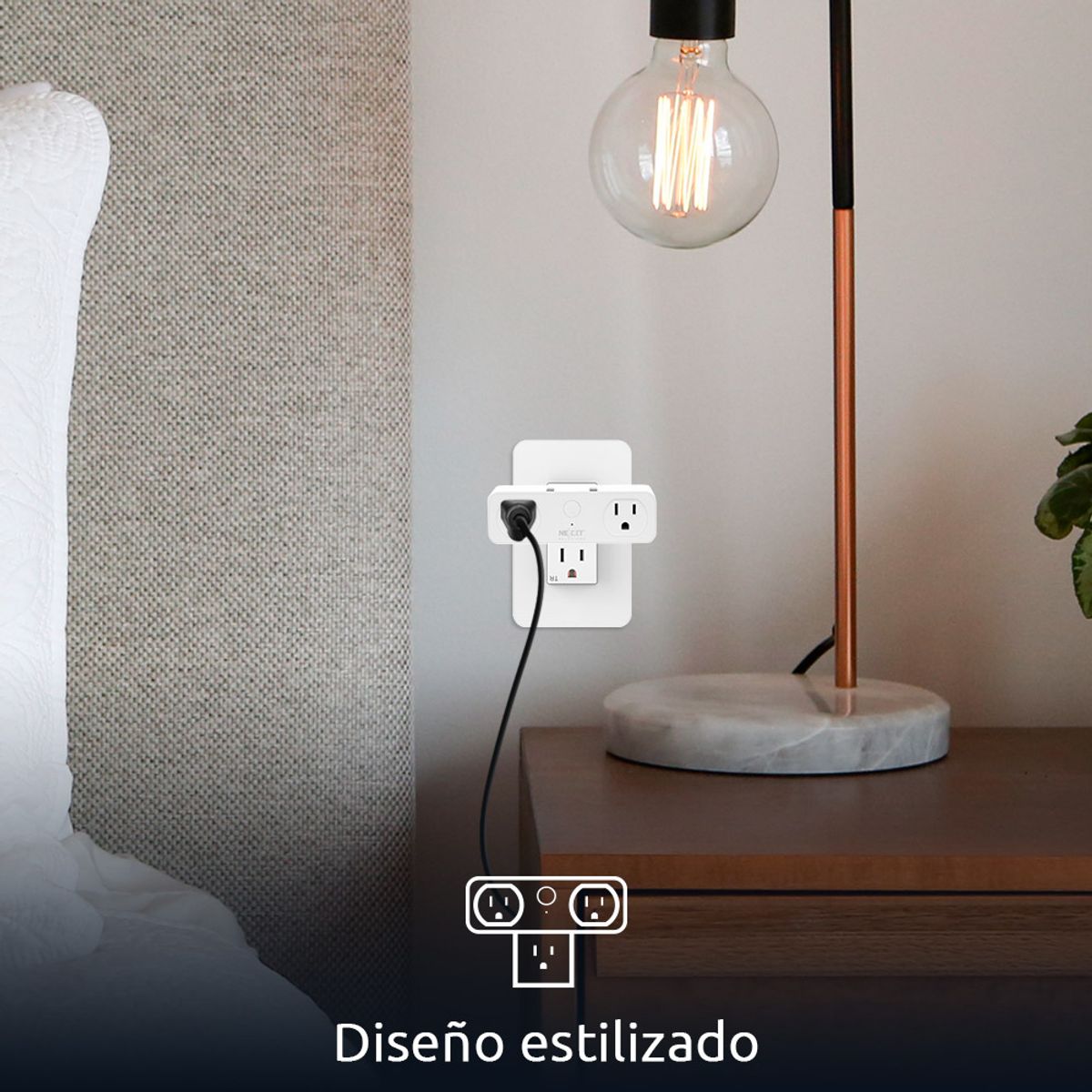 NEXXT SOLUTIONS - NEXXT NHP-D610 Enchufe Inteligente WIFI 2 Tomas 220V 2 USB Alexa