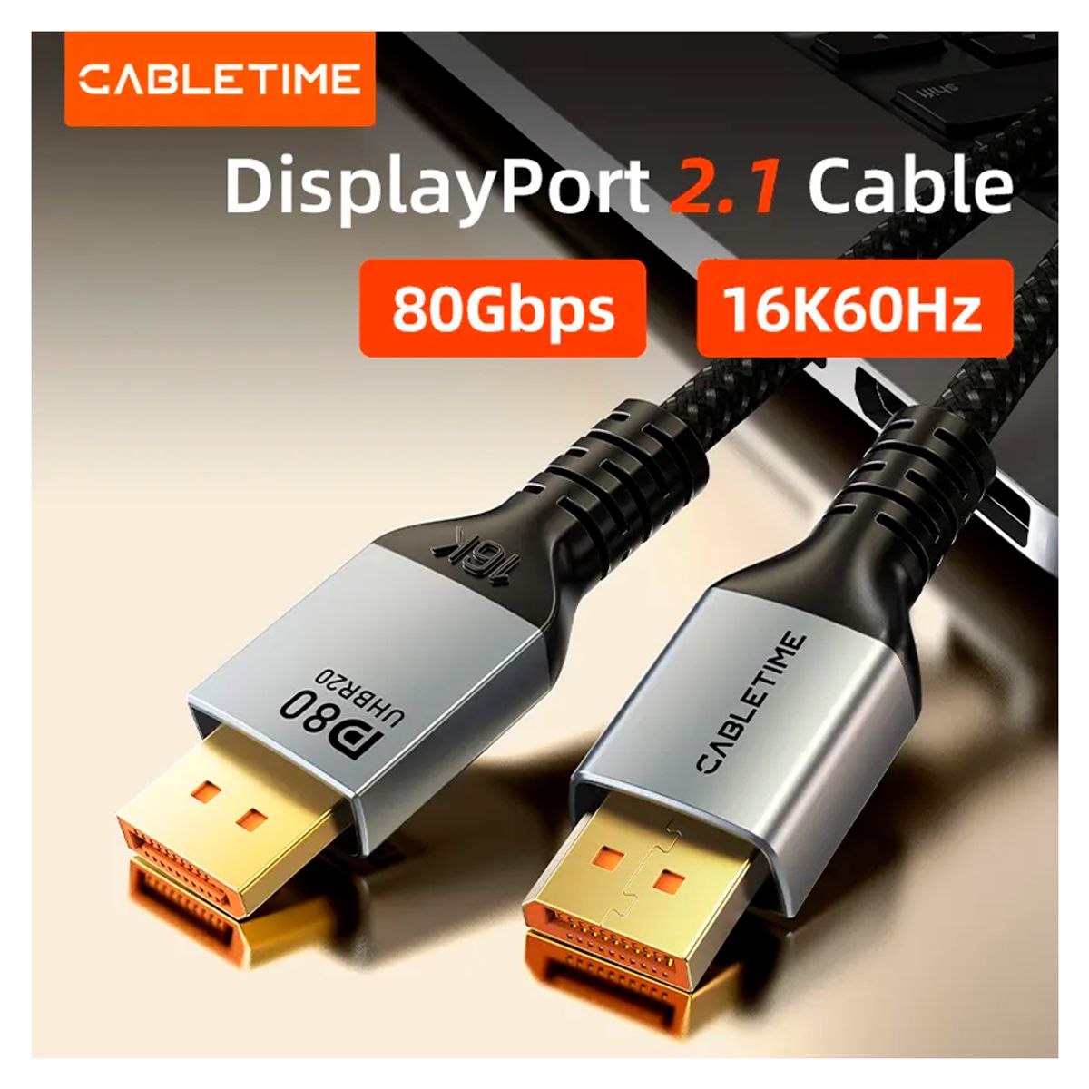 GENERICO - Cable DisplayPort a DisplayPort 2.1 16K a 60Hz HDR10 cabletime