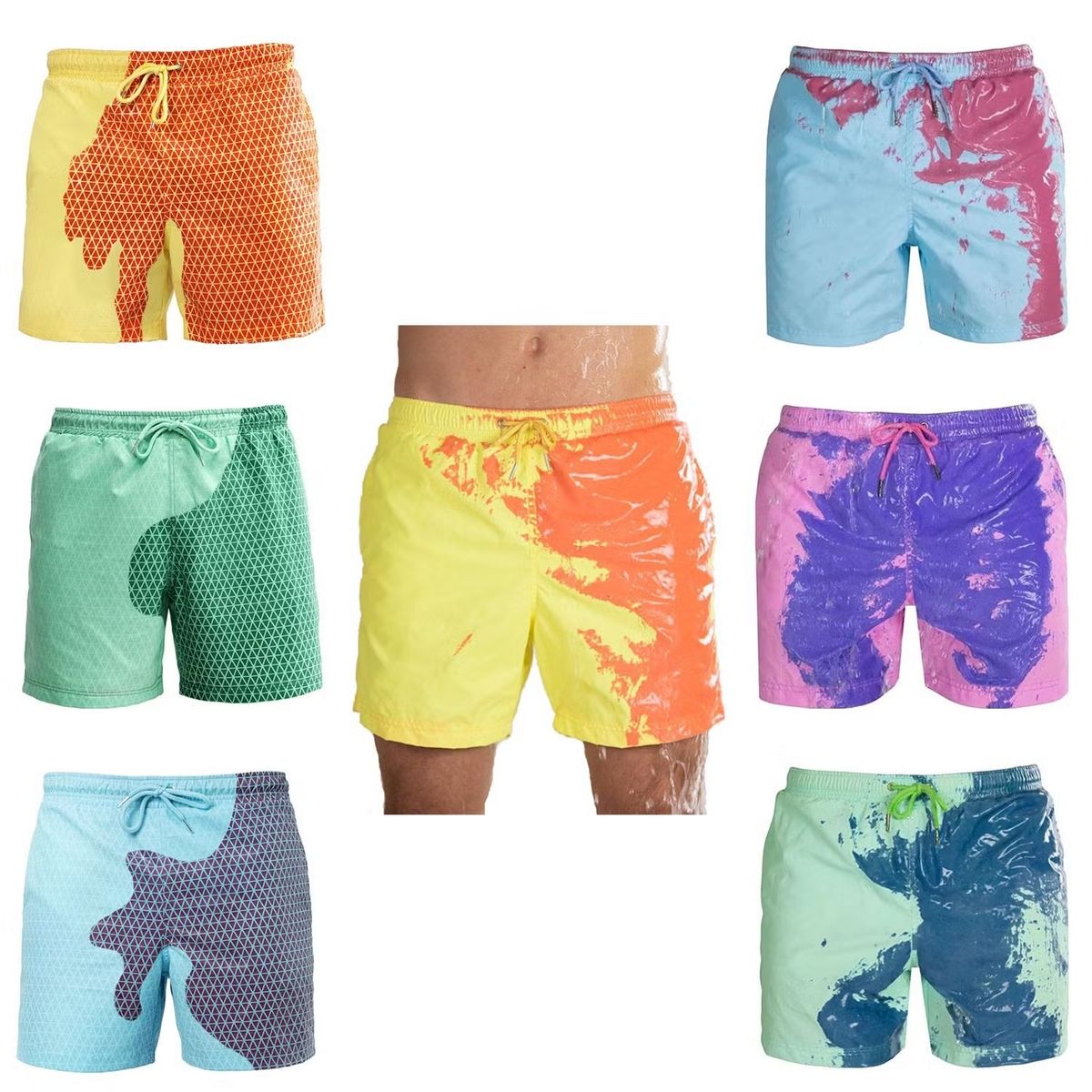 OEM - Bañador para Hombre que Cambia de Color Shorts de Baño Secado Rápido