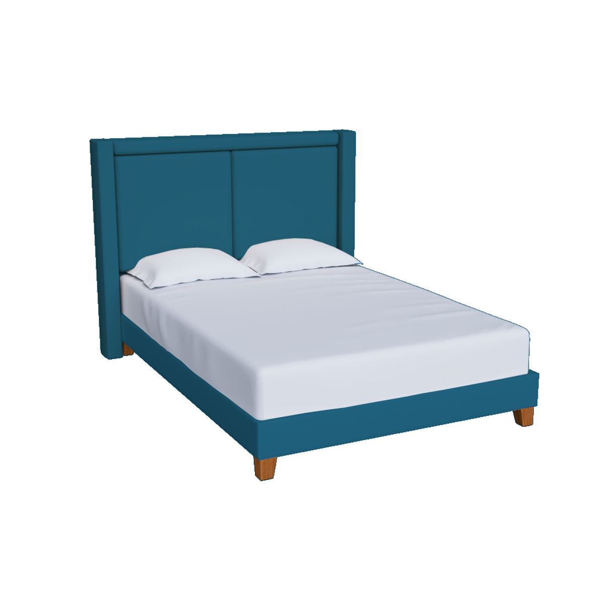 MUEBLES MACRUMO - Cama tapizada Zairon Azul  Queen