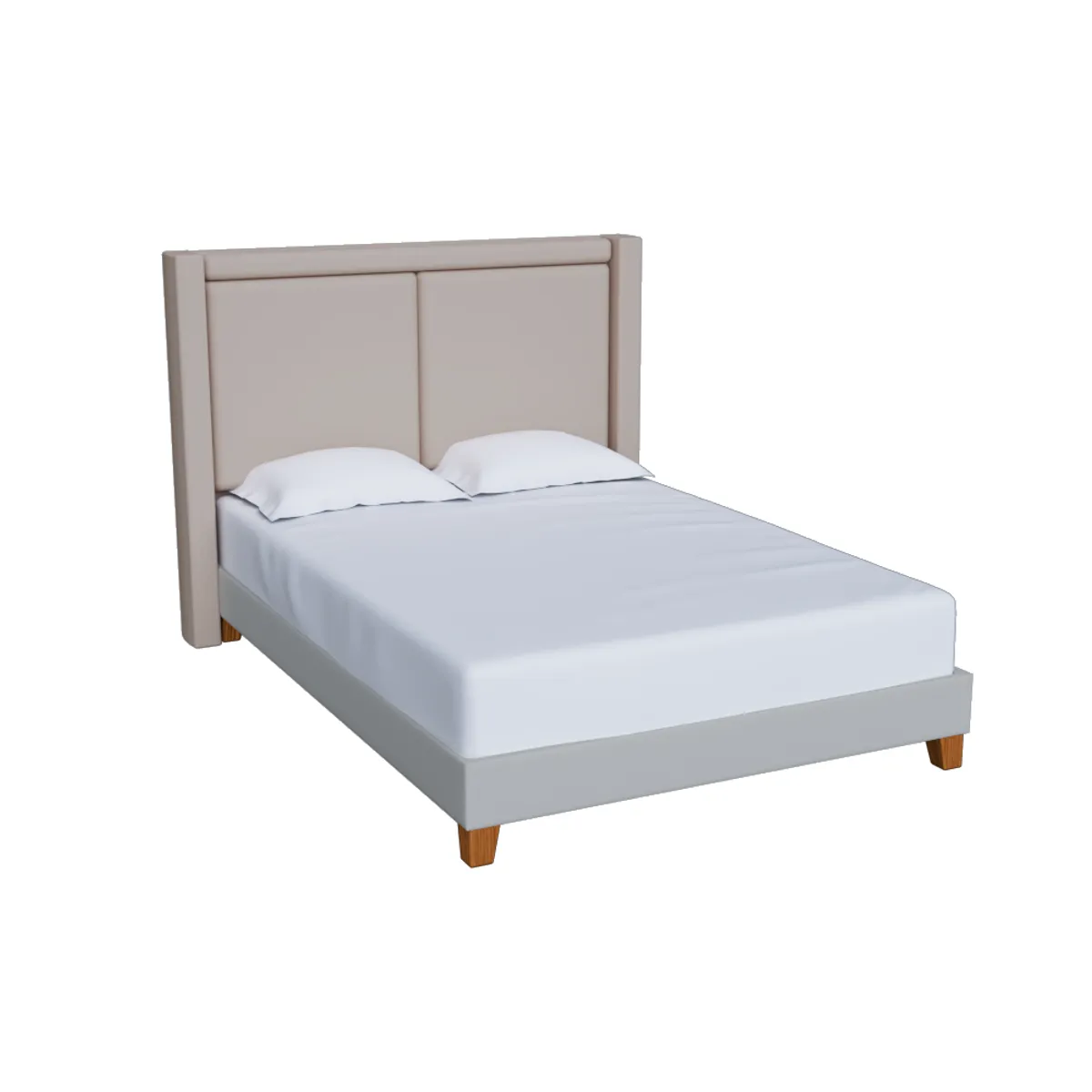 MUEBLES MACRUMO - Cama tapizada Zairon Gris Claro Queen