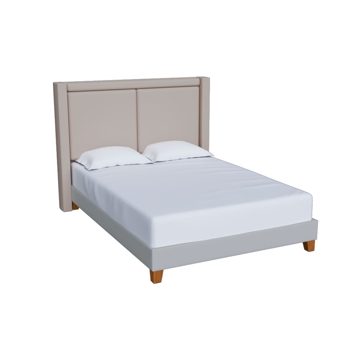 MUEBLES MACRUMO - Cama tapizada Zairon Gris Claro King