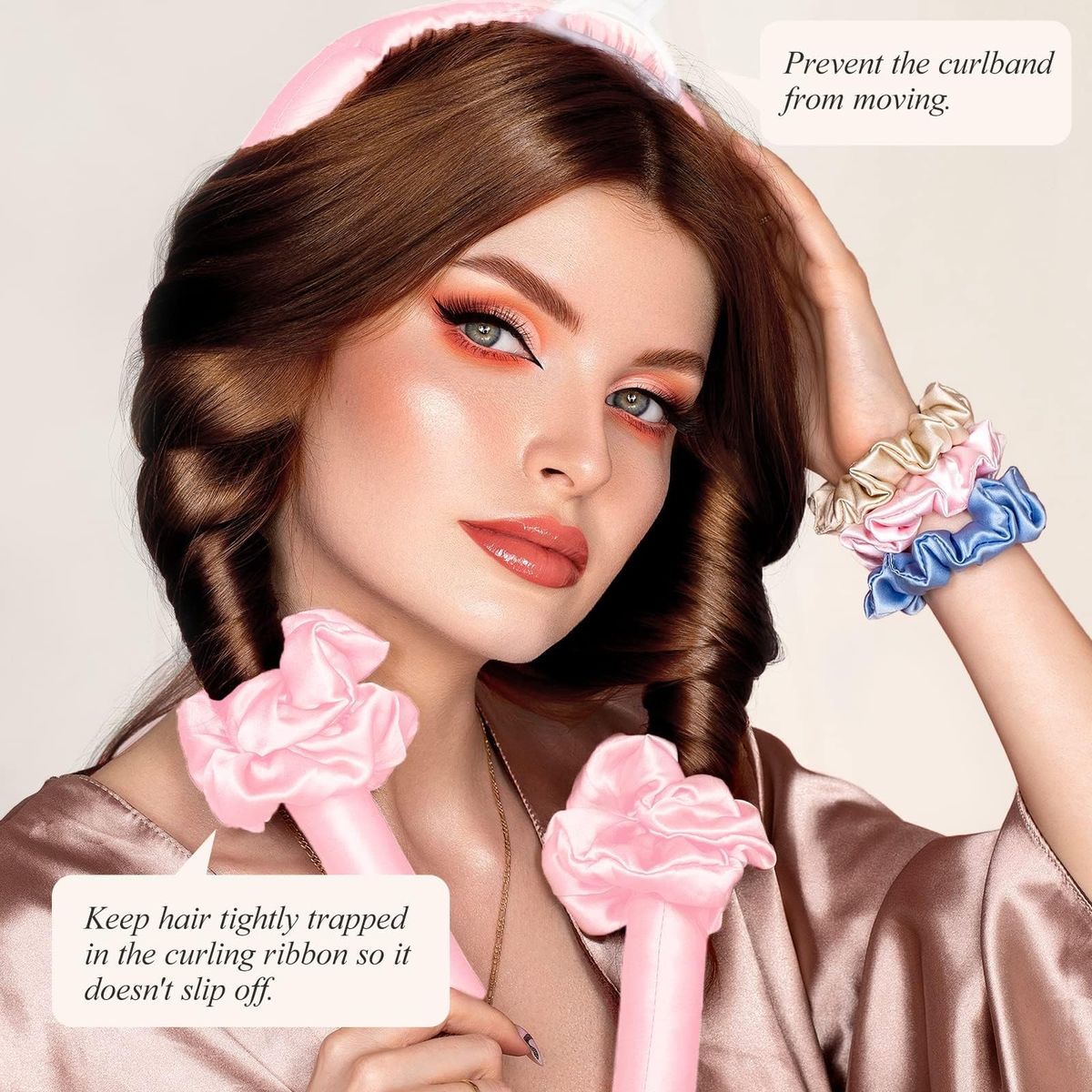 GENERICO - RIZADOR DE PELO EN SEDA  ROSADO