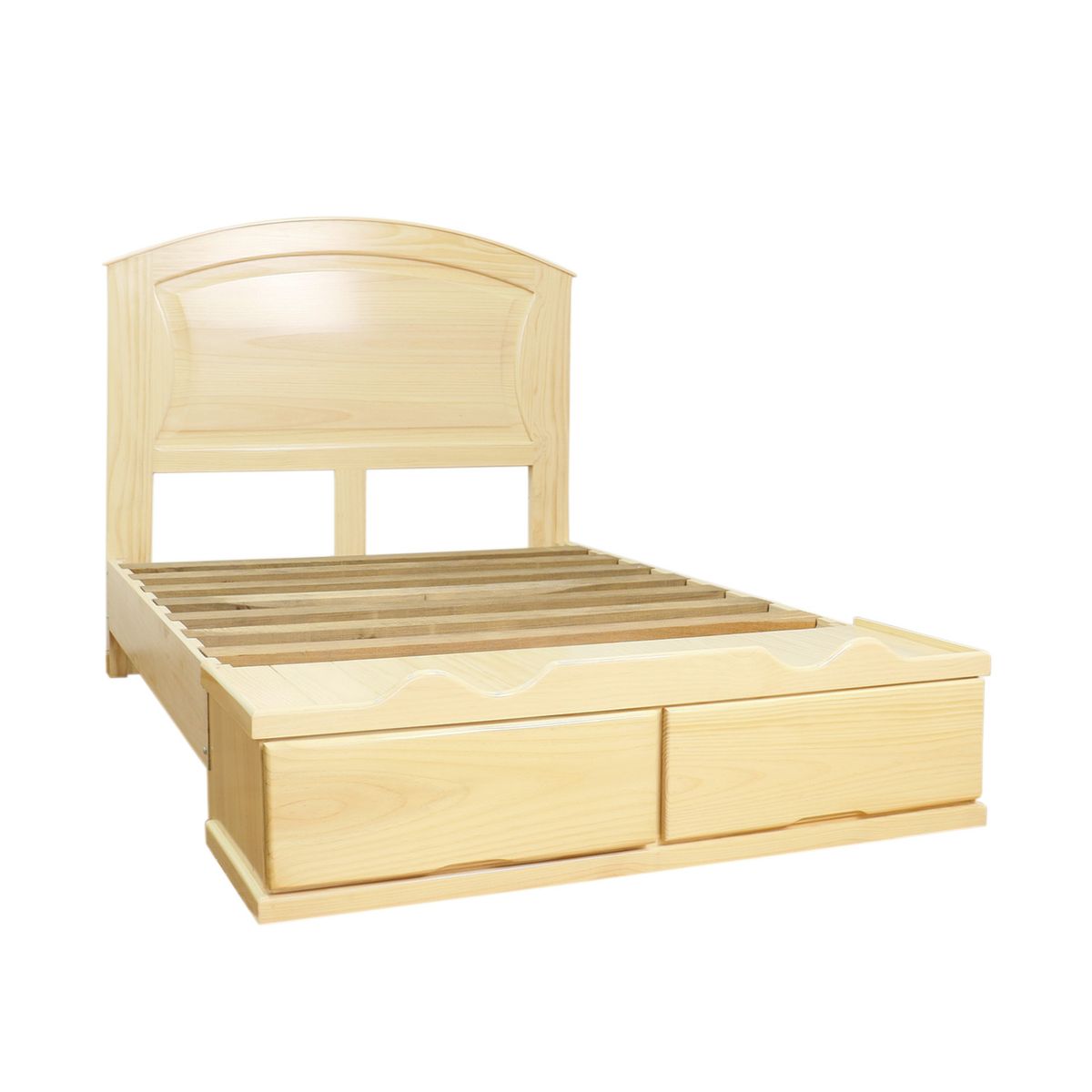 MUEBLES MACRUMO - Cama con Sabanera Ovalada con Panel entero - acabado natural - 15plz