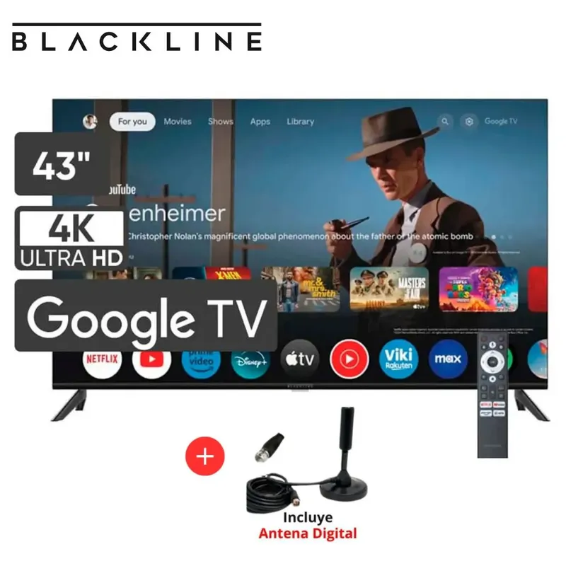 BLACKLINE - Televisor BLACKLINE 43 UHD 4K Smart TV BL43-T3000UD GOOGLE TV + Antena Digital