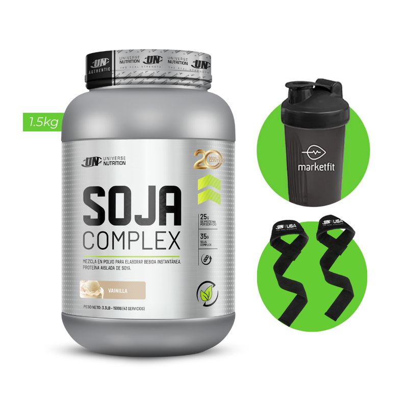 UNIVERSE NUTRITION - SOJA COMPLEX PROTEINA VEGANA UN 1.5 KG VAINILLA +REGALOS