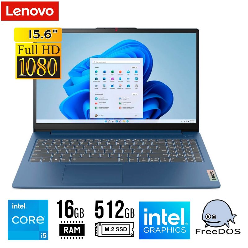 LENOVO - LAPTOP Lenovo IdeaPad Slim 3 15.6" FHD TN Core i5-12450H 16GB 512GB SSD FREEDOS
