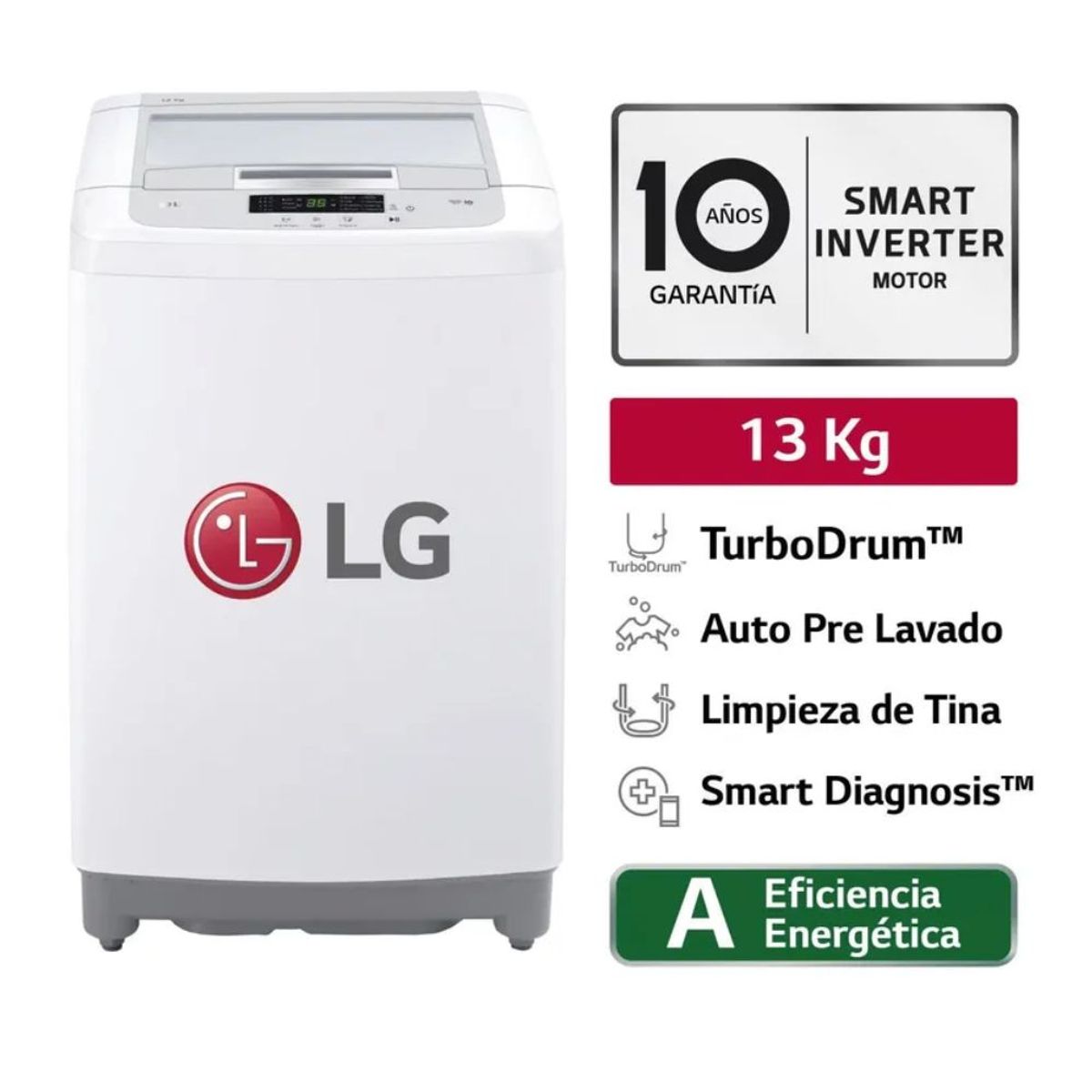 LG - Lavadora automatica LG WT13WPBK Blanca