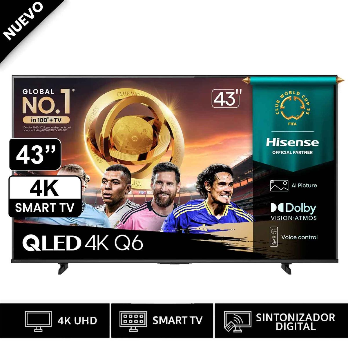 HISENSE - Televisor Hisense Smart TV 43 QLED 4K UHD 43Q6QV