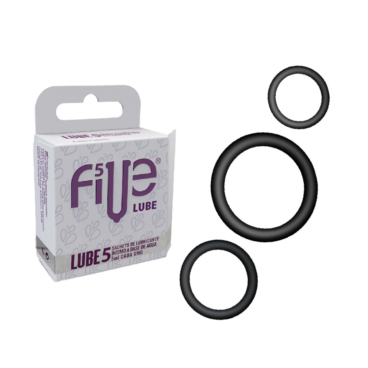 DR PINKY - Kit de 03 Anillos para Pene CockRing + Lubricante Five 05 Sachets