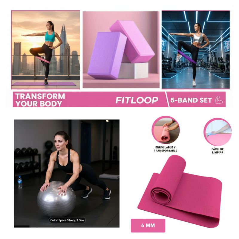 YOGA - SET DE YOGA FITNESS PILATES MÁXIMA CALIDAD + INFLADOR GRATIS