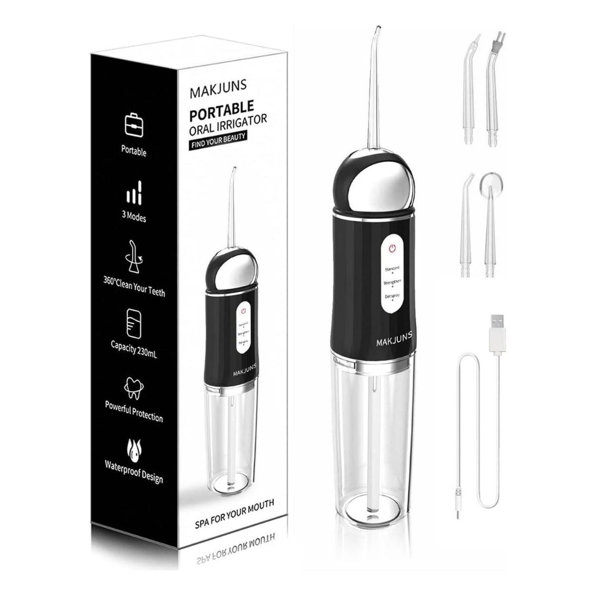 GENERICO - Irrigador dental con 3 modos, 4 chorros, recargable