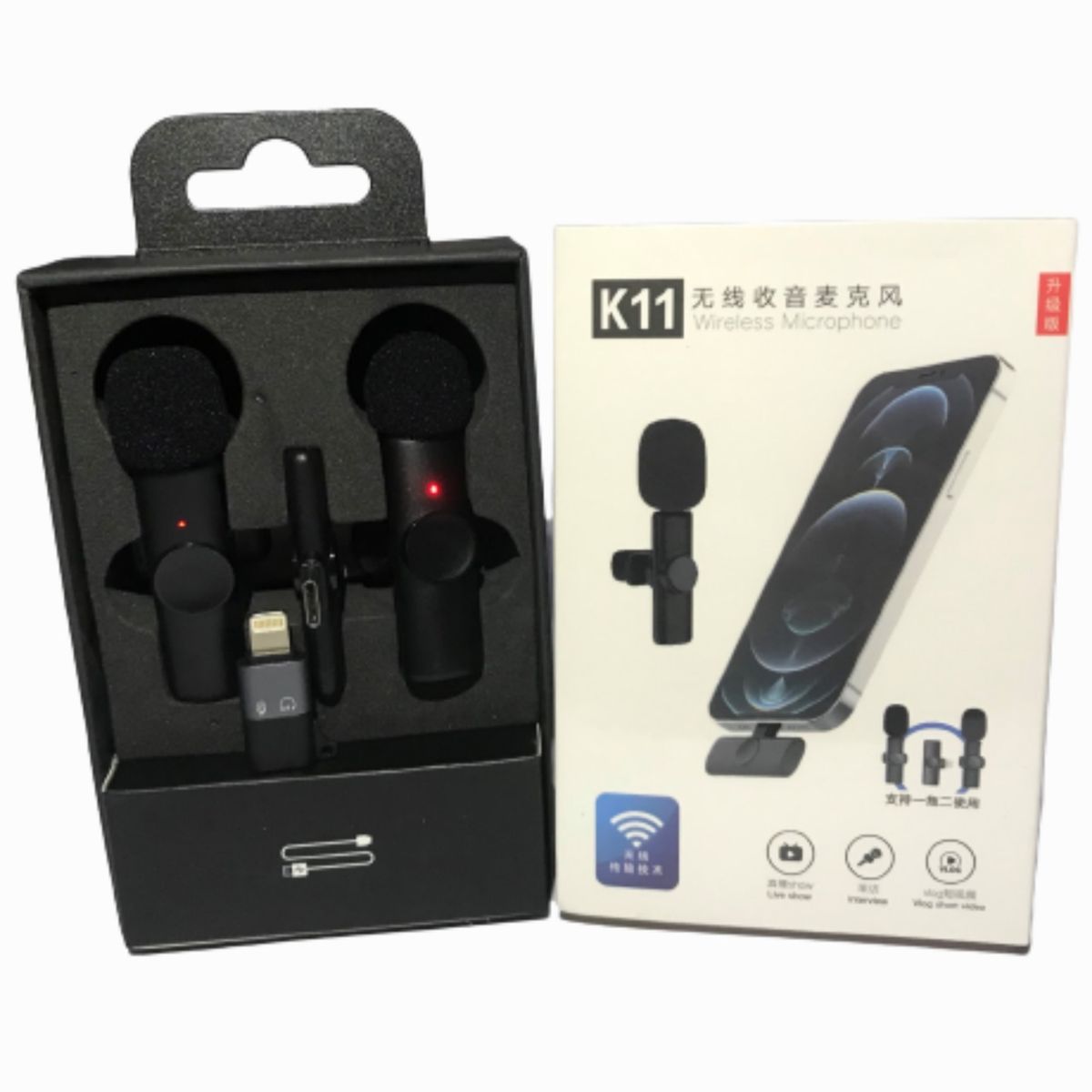 GENERICO - Micrófono Solapero Inalámbrico Pechero Tipo C + Adaptador Ip