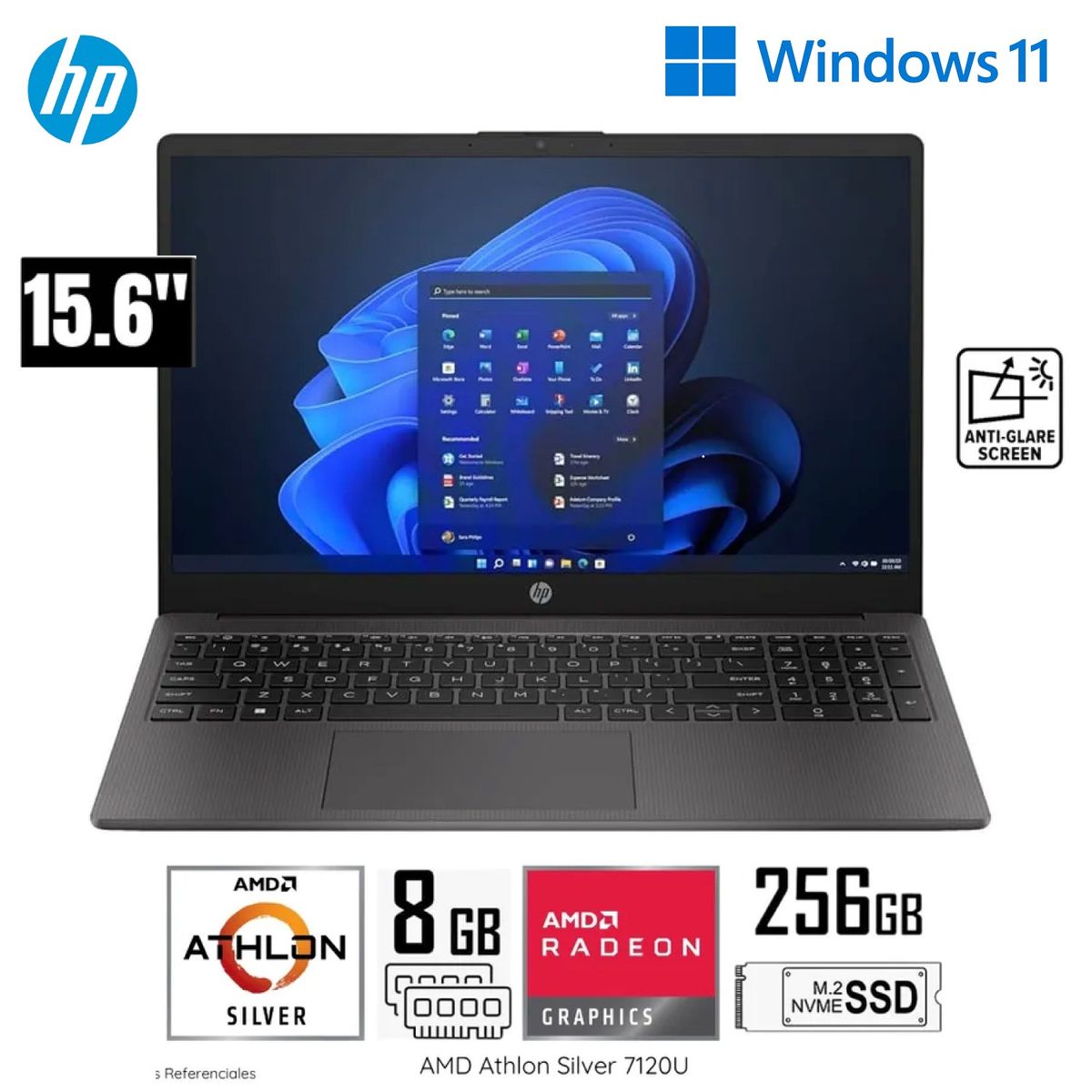 HP - LAPTOP HP 255 G10 15.6 HD AMD ATHLON SILVER 7120U 8GB RAM 256GB SSD