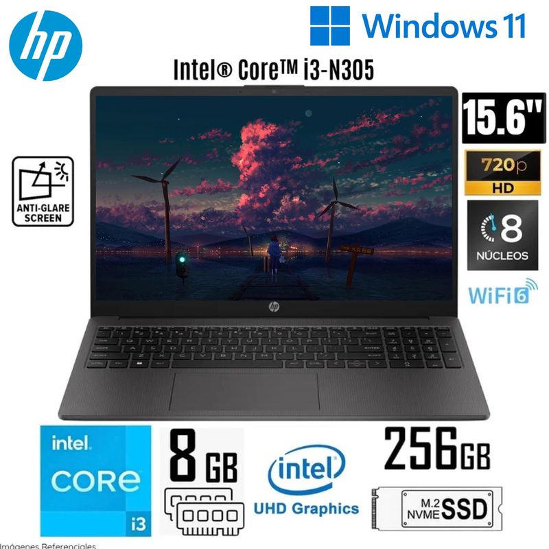 HP - Laptop HP 250 G10 Ci3 N305 8Gb 256Gb SSD/ 15.6" LED HD-B83U6AT