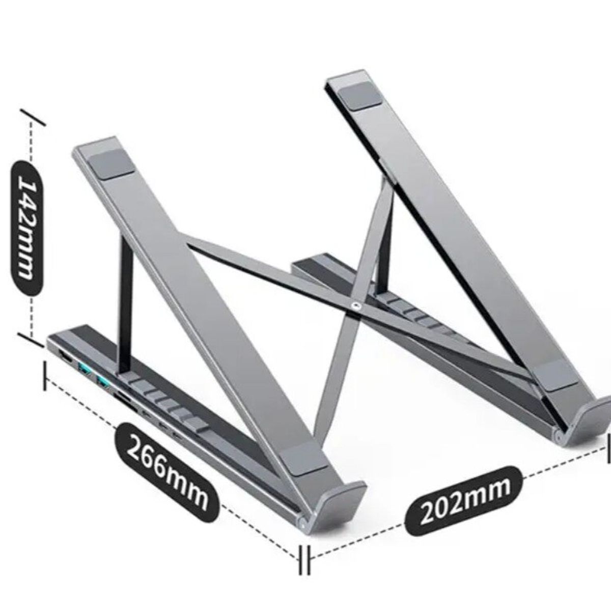 GENERICO - Soporte para Laptop HUB-M48  7 en 1 HDMI, USB-A, USB-C, microSD