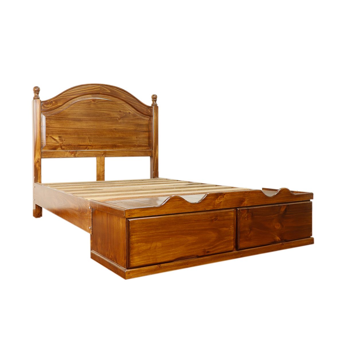 MUEBLES MACRUMO - Cama con Sabanera Torneada Patas 3x3 - acabado miel -15plz