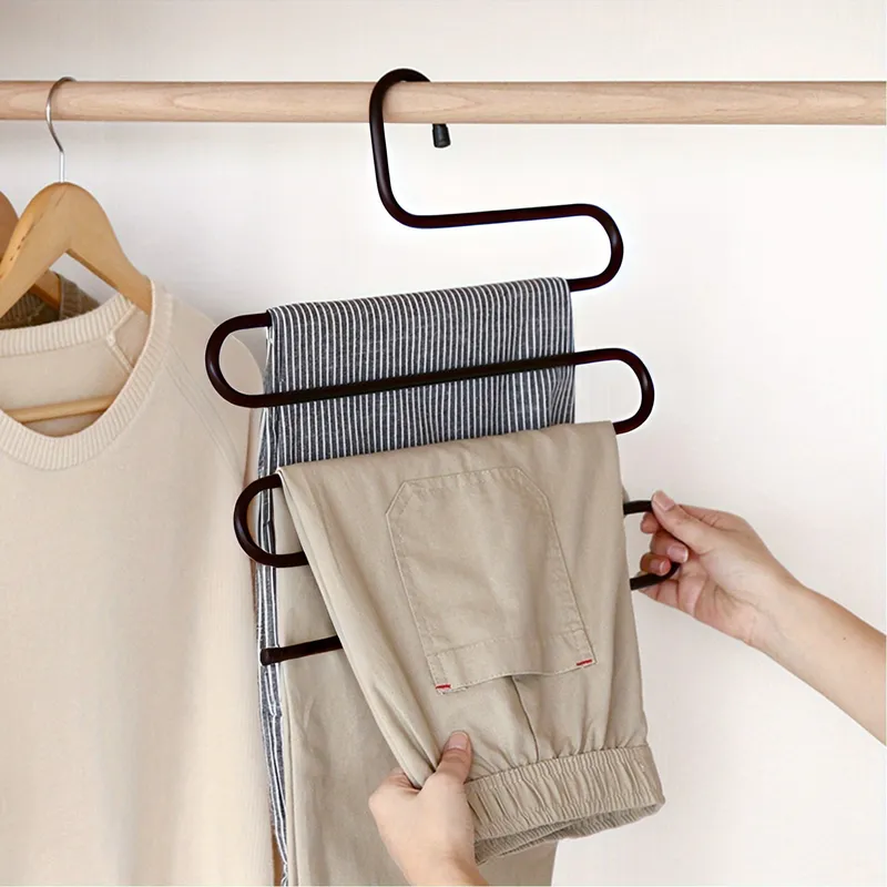 GENERICO - Colgador De Pantalones, Toallas De Acero De 5 Niveles - Marrón