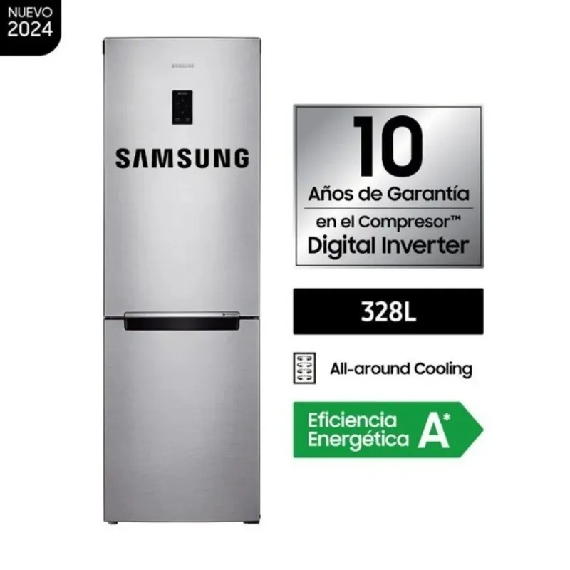 SAMSUNG - Refrigeradora Samsung All Around Cooling 328L Plata RB33J3230SAPE