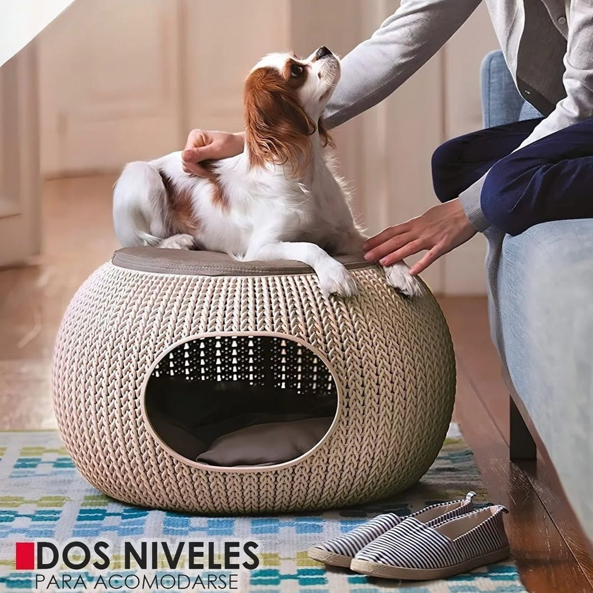 GENERICO - CASA  PUFF PARA MASCOTAS CON DISEÑO TEXTURIZADO