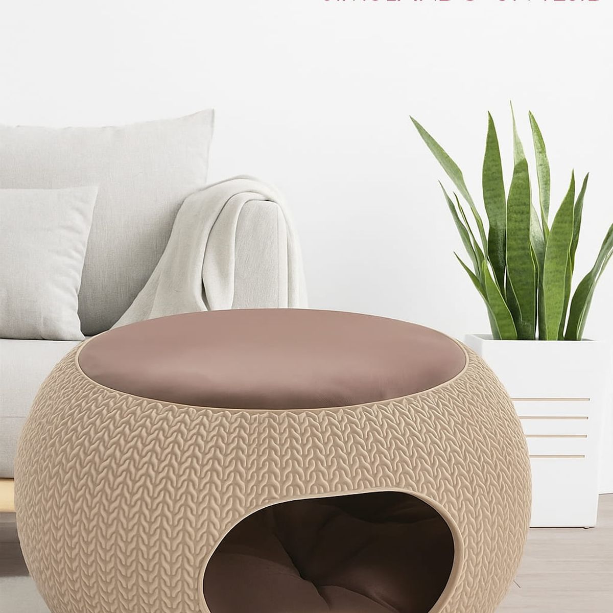 GENERICO - CASA  PUFF PARA MASCOTAS CON DISEÑO TEXTURIZADO