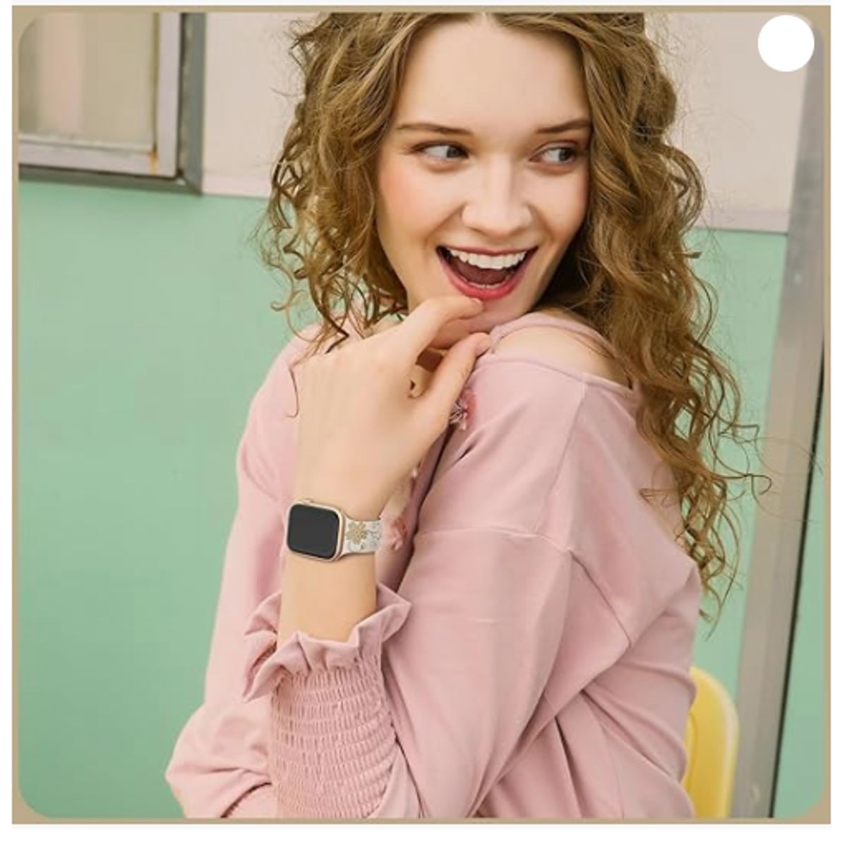 GENERICO - Correa Floral 2D para Apple Watch 46mm  - Beige