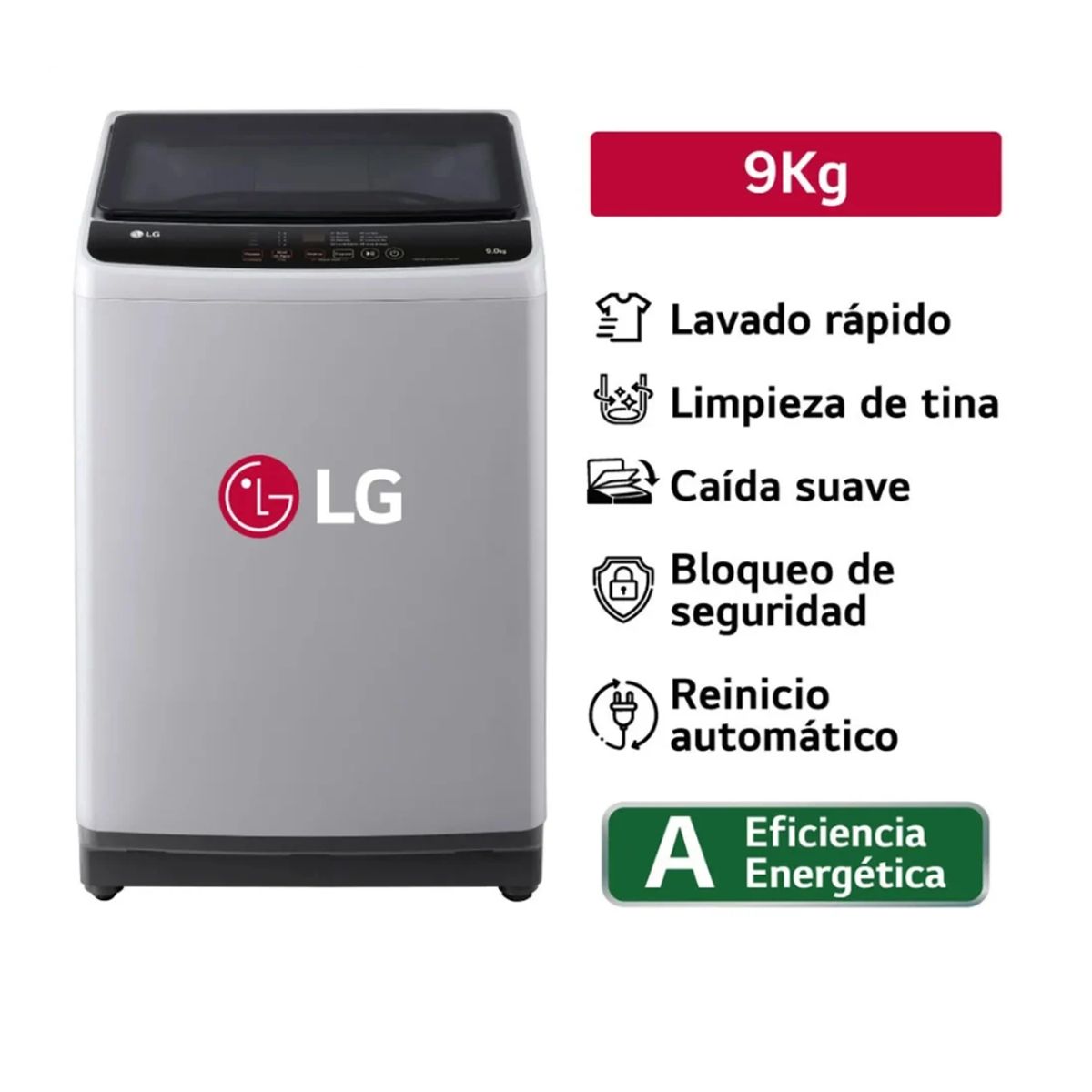 LG - Lavadora LG WT9GL Carga Superior 9kg Gris