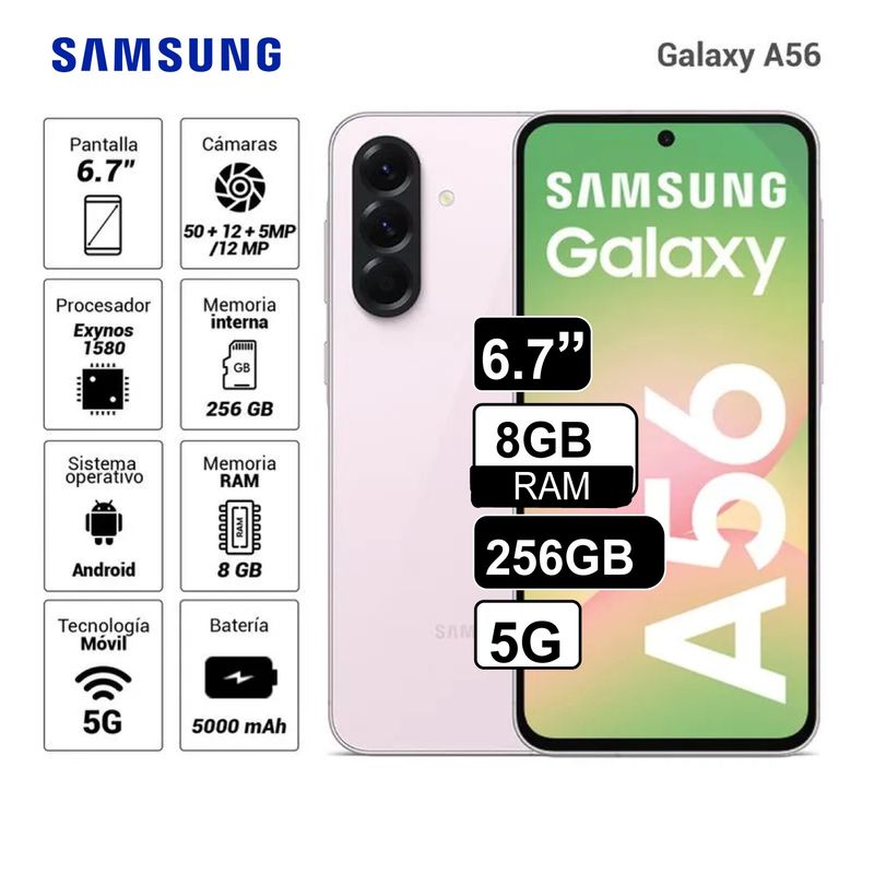 SAMSUNG - Celular Samsung Galaxy A56 5G 256GB 8GB RAM - ROSADO