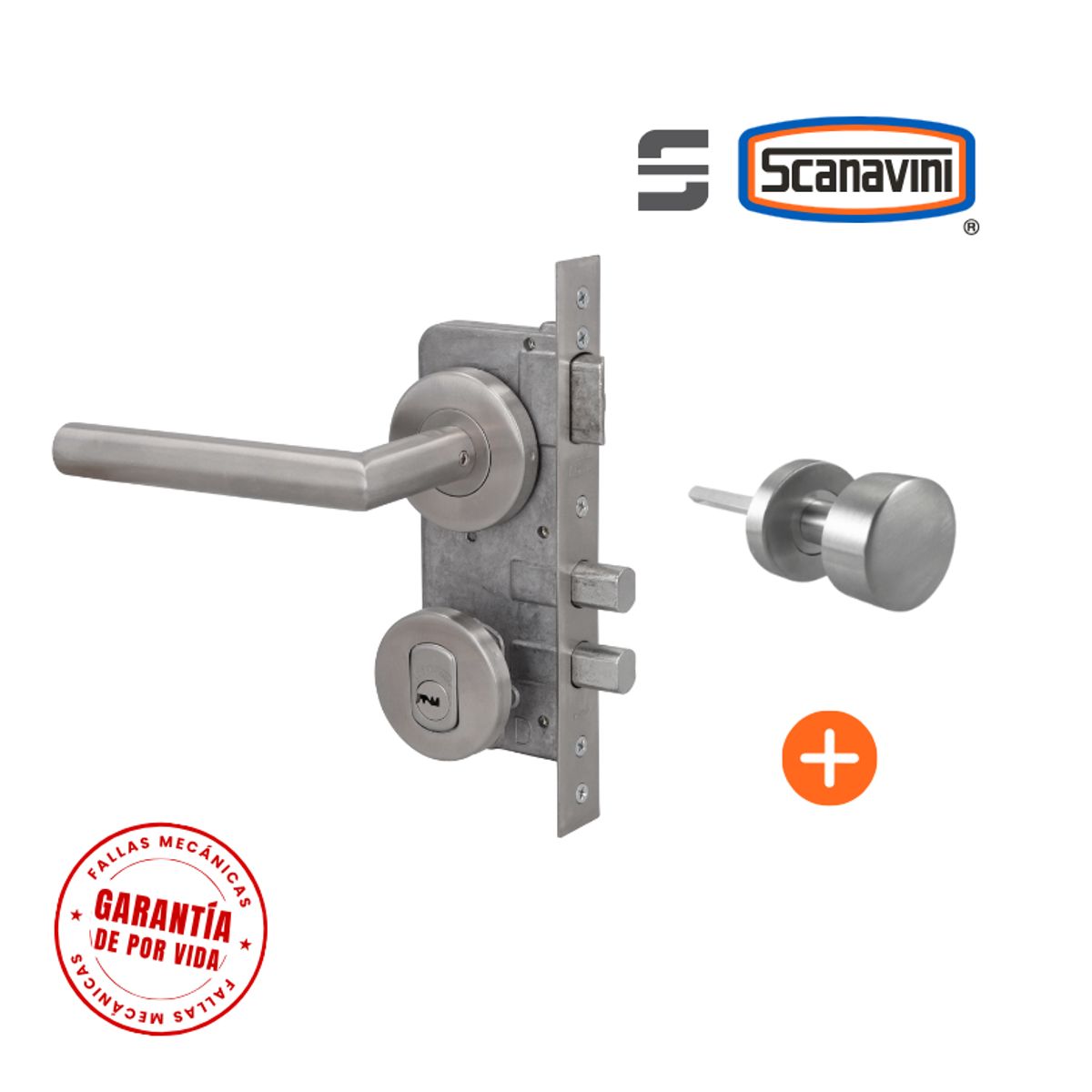 SCANAVINI - Cerradura de embutir principal 960RR Ace Inox manilla DERECHA
