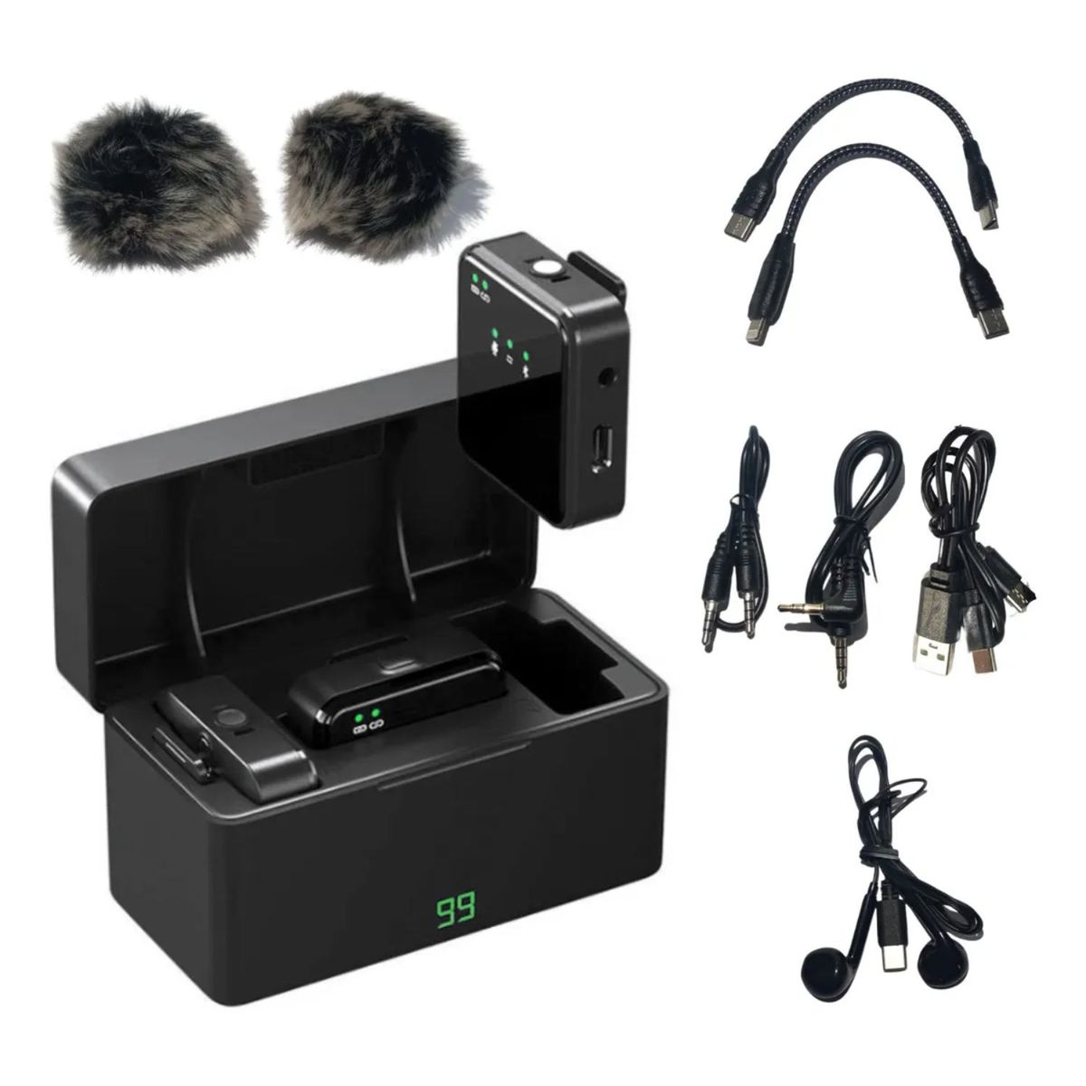 OEM - Micrófono Solapero Inalámbrico Sx63 Profesional Dual 4 en1