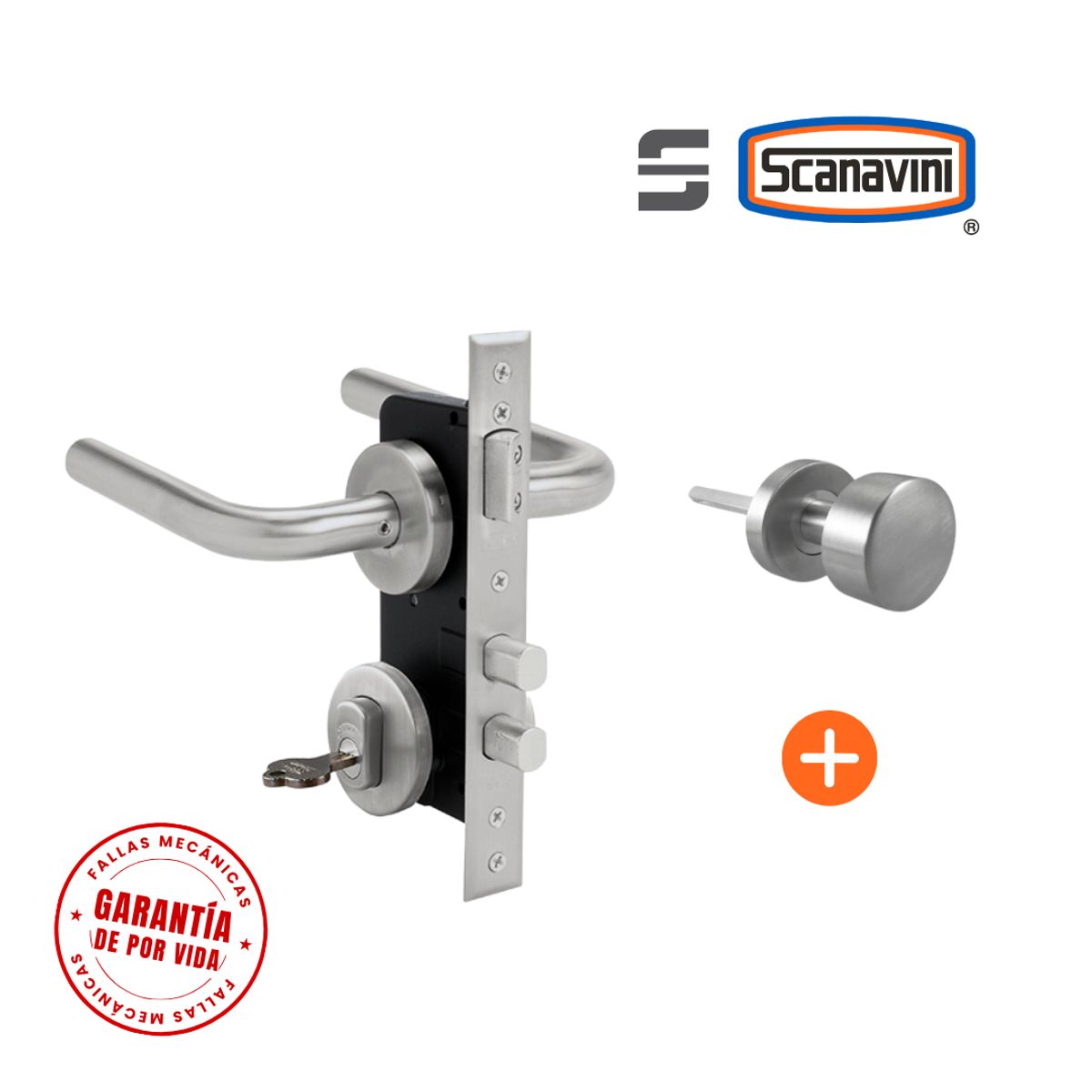 SCANAVINI - Cerradura de embutir principal 960L Ace Inox manilla IZQUIERDA