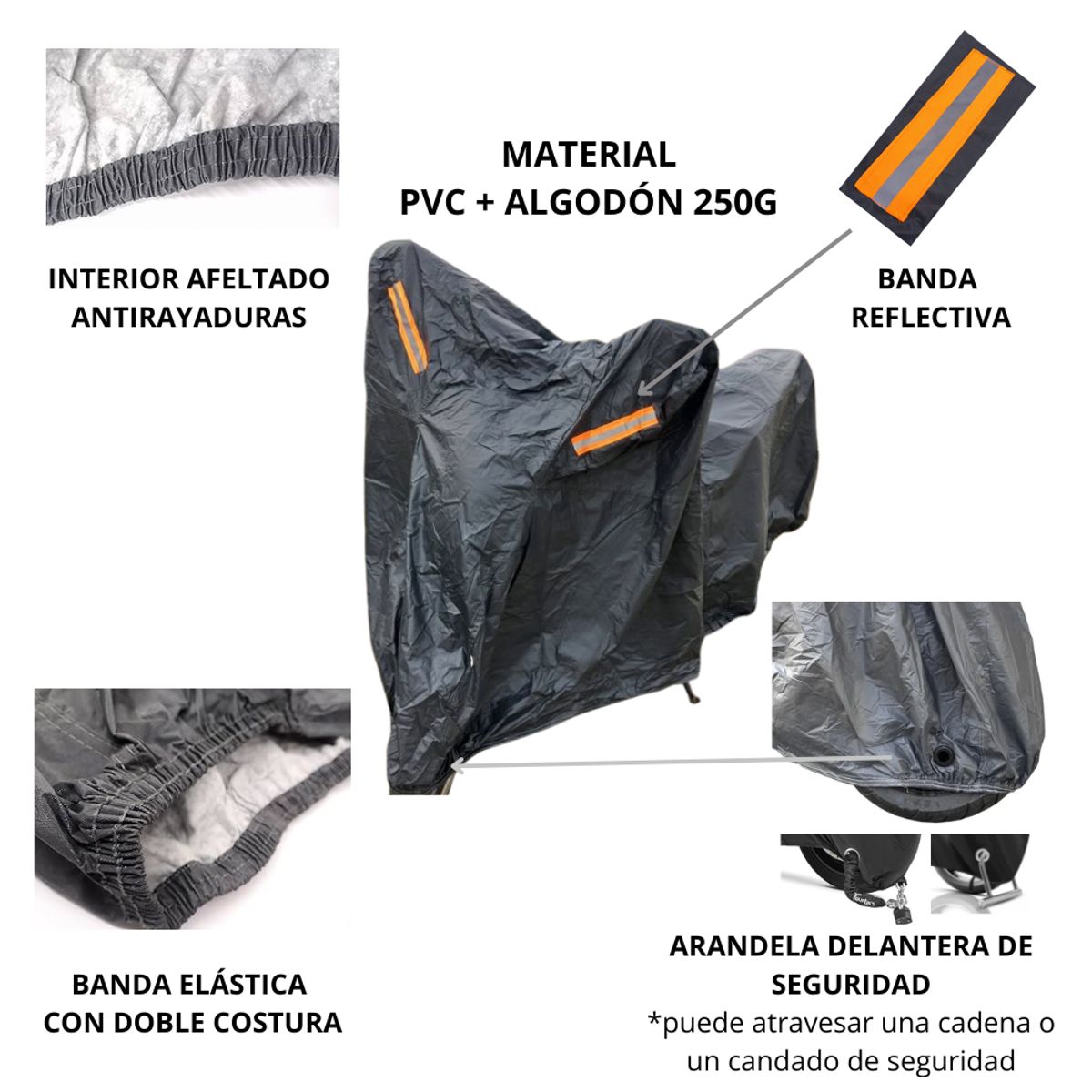 GENERICO - COBERTOR PARA MOTO IMPERMEABLE GRUESO XL