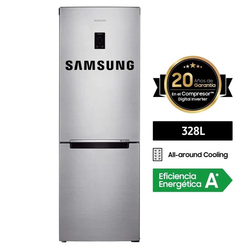 SAMSUNG - REFRIGERADORA SAMSUNG ALL AROUND COOLING 328LT PLATEADA RB33J3230SAPE