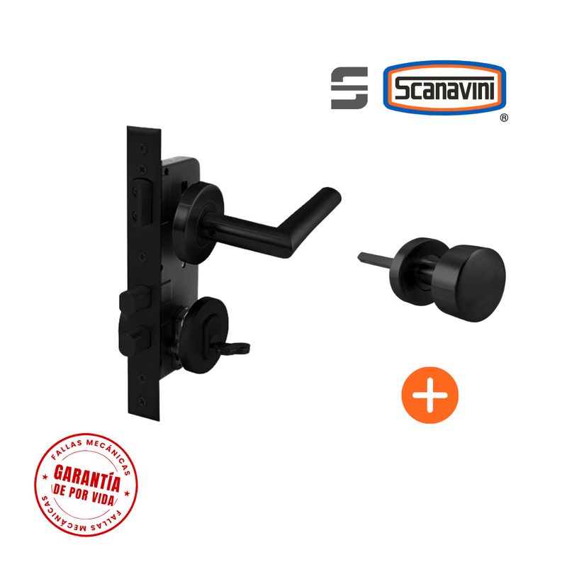 SCANAVINI - Cerradura de embutir principal 960RR negro manilla IZQUIERDA
