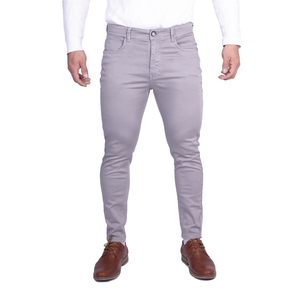 GENERICO - Pantalón Drill Pitillo de Caballero Marlon Color Plomo Plata