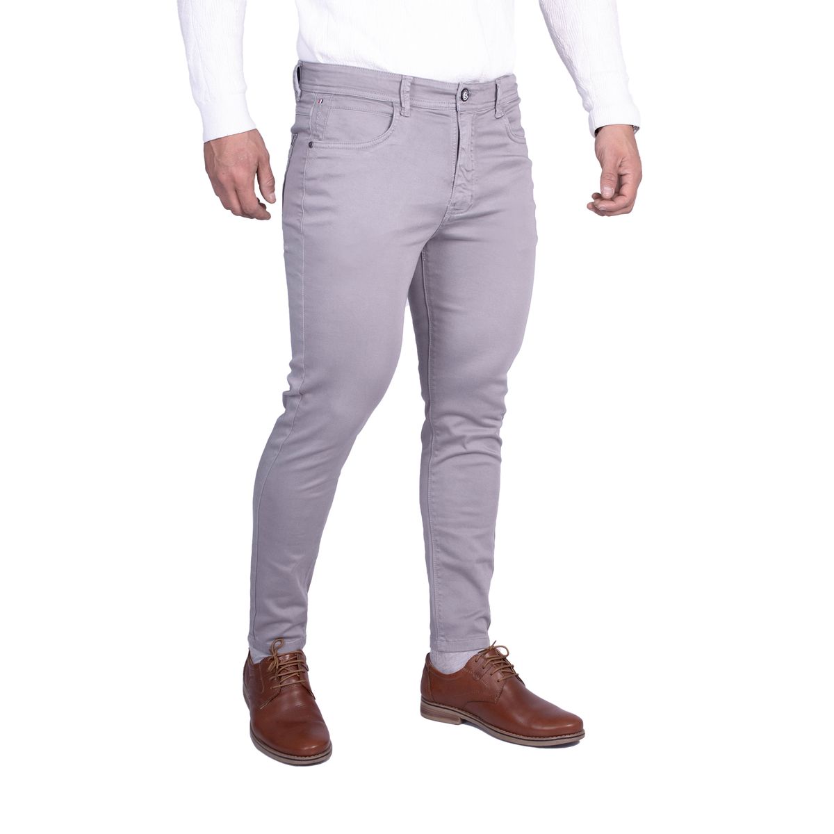 GENERICO - Pantalón Drill Pitillo de Caballero Marlon Color Plomo Plata