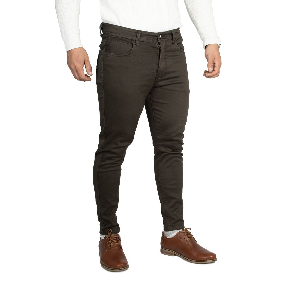 GENERICO - Pantalón Drill Pitillo de Caballero Marlon Color Verde Militar