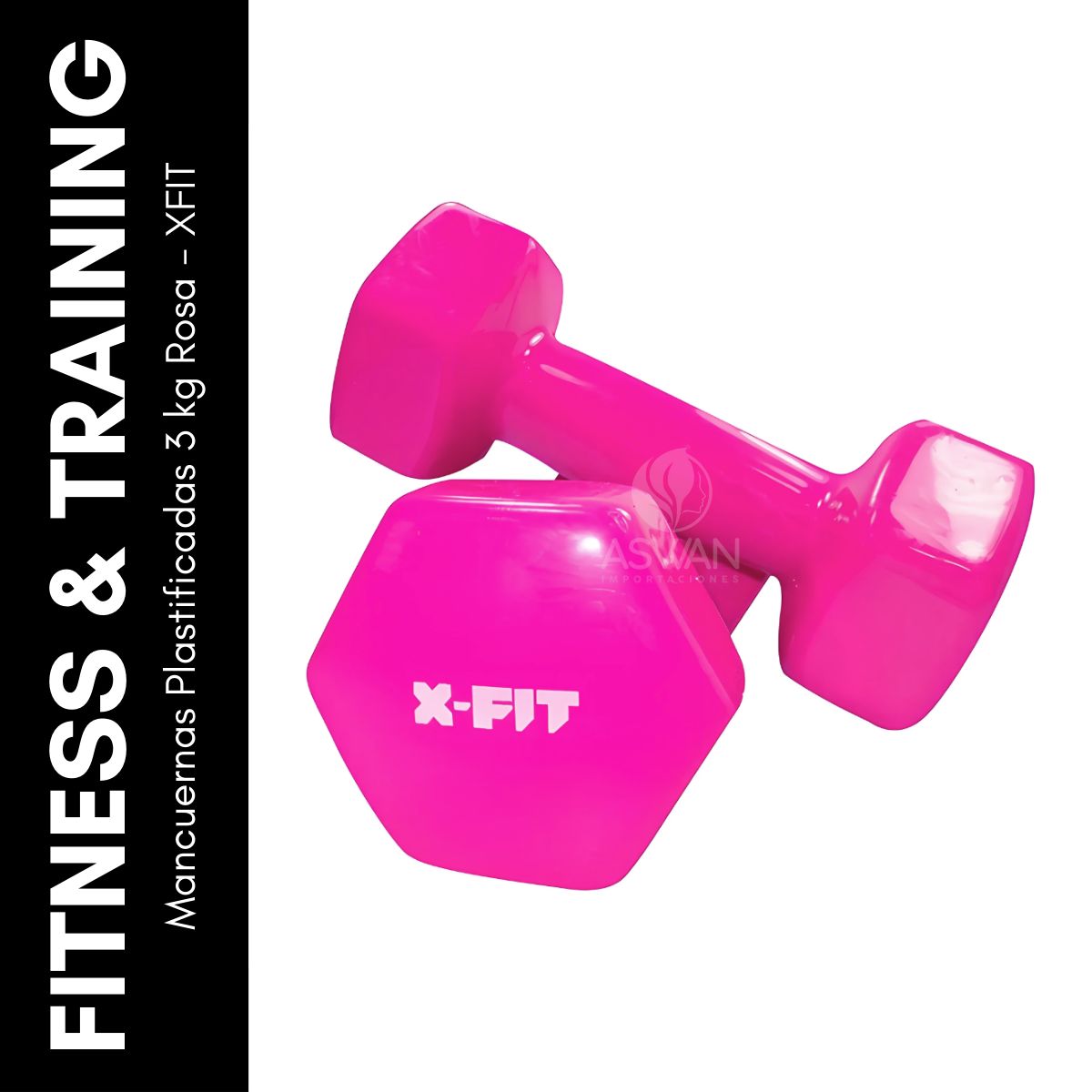 GENERICO - Mancuernas Plastificadas 3 kg Rosa - XFIT