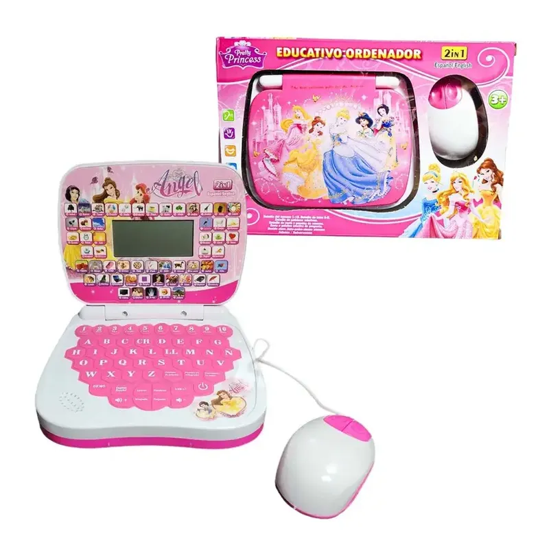 MINI LAPTOP EDUCATIVA PARA NIÑA EN ESPAÑOL INGLES PRINCESAS MORITA