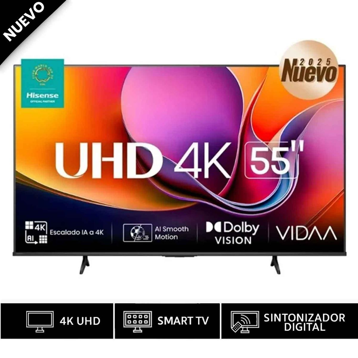 HISENSE - Televisor Hisense Led 55 Smart UHD 4K VIDAA 55A5NV 2025