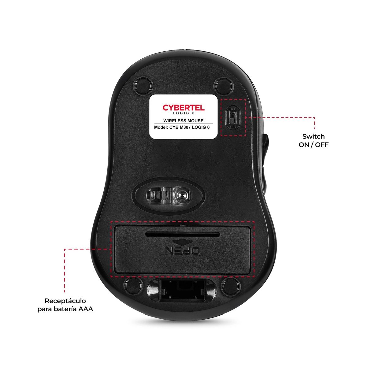 CYBERTEL - MOUSE INALAMBRICO NEGRO LOGIC 6 CYB M307 CYBERTEL