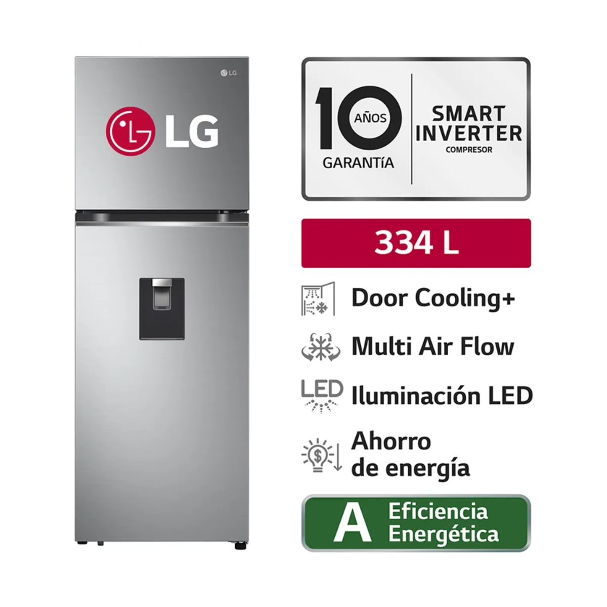 LG - Refrigeradora LG 334L Top Cooling Mount Plateada Door GT33WPP