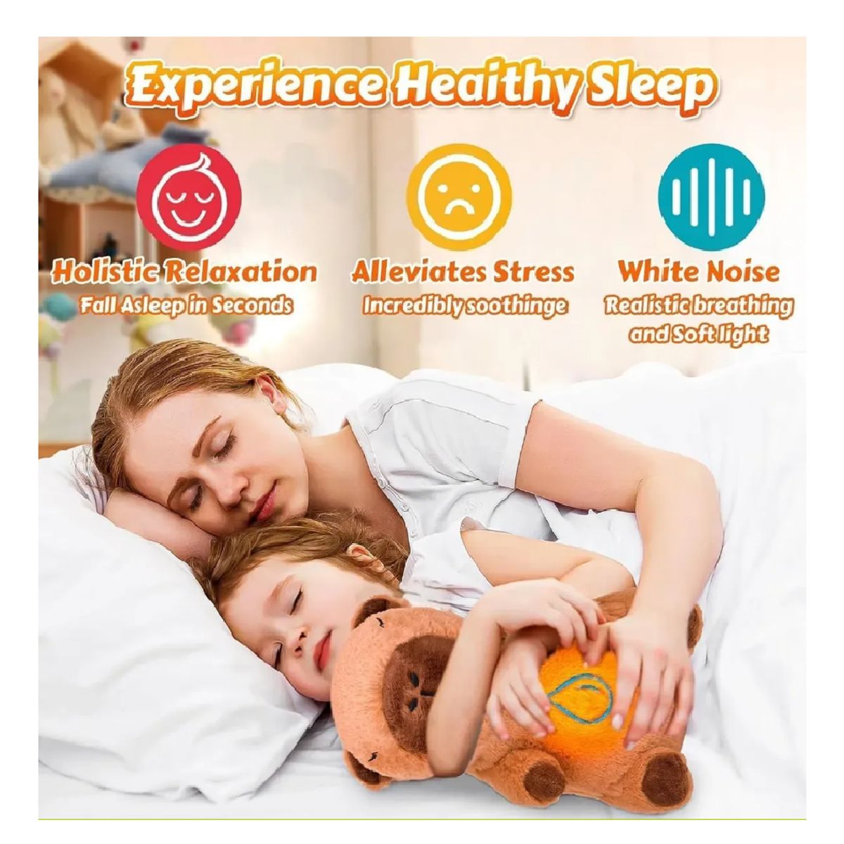 GENERICO - CAPIBARA DORMILÓN QUE RESPIRA MARRÓN  MUSICAL RELAJANTE