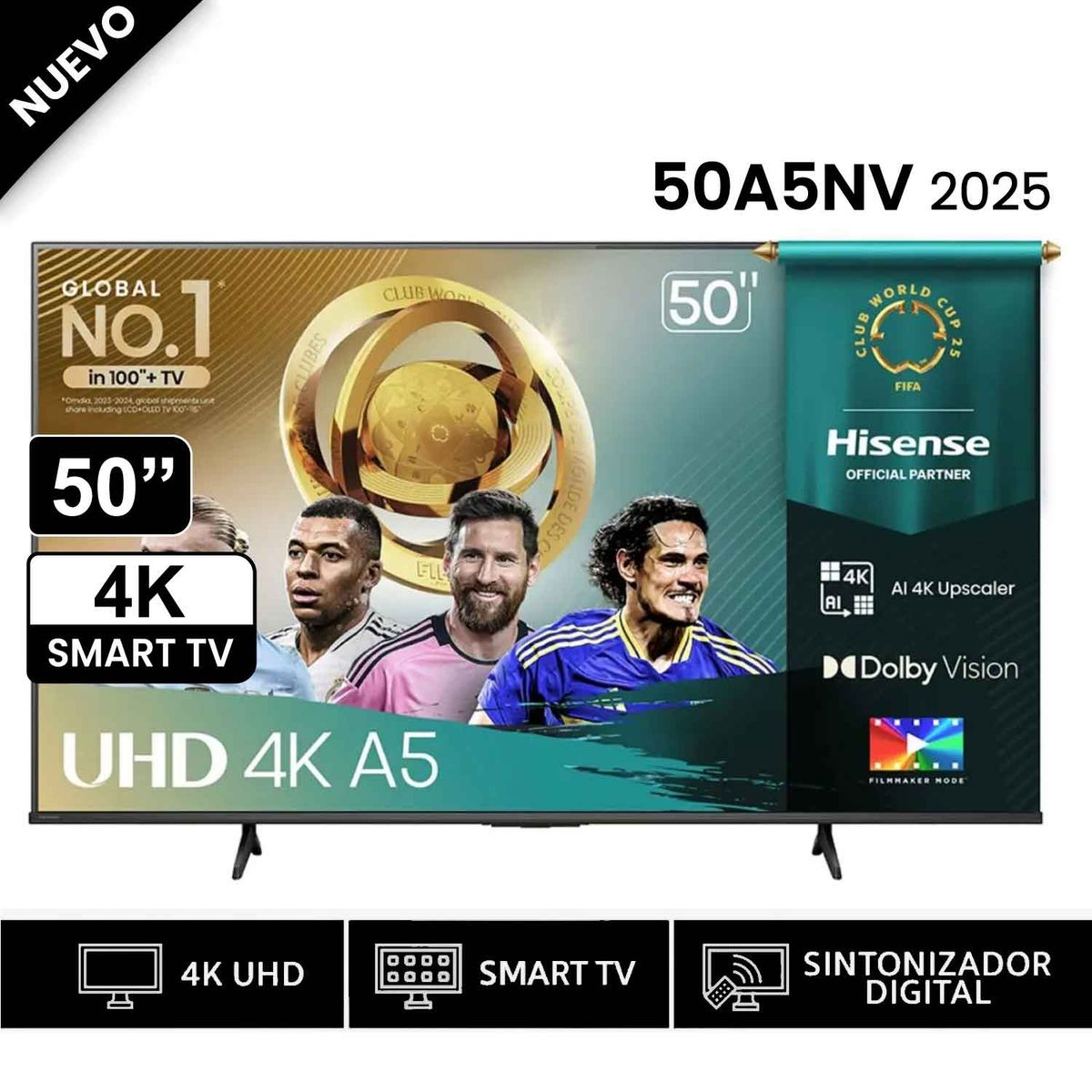 HISENSE - Televisor Hisense Led 50 Smart UHD 4K VIDAA 50A5NV 2025