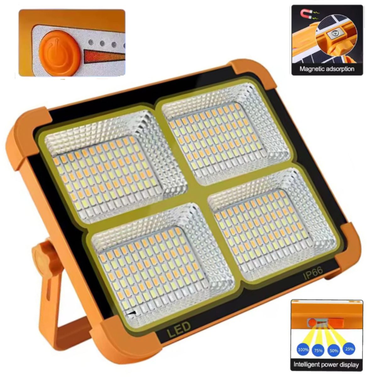 GENERICO - Reflector Lampara Luz LED Recargable con Panel Solar Portatil
